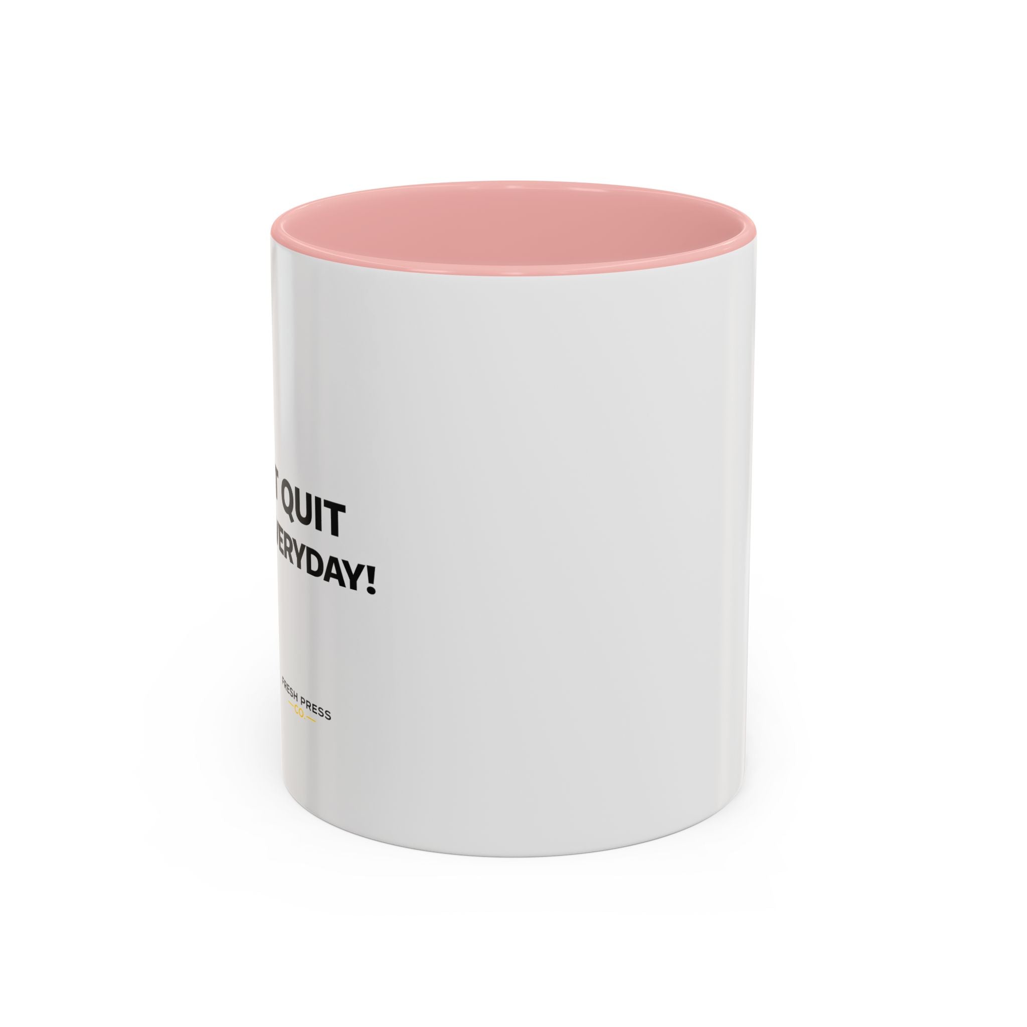 "I almost quit this job everyday" Espresso Mug — Funny Coffee Emoji Accent Mug (11/15 oz)