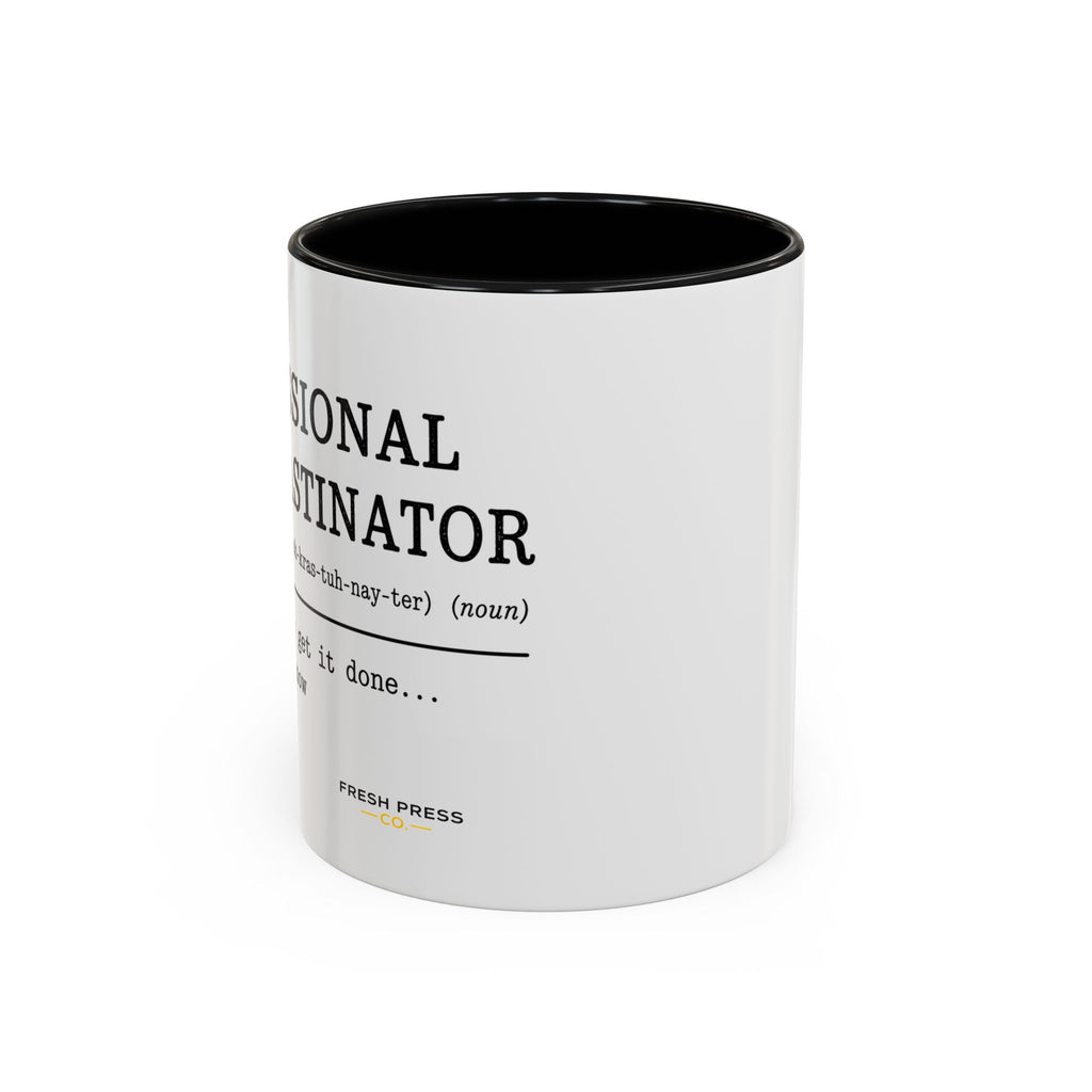 "Professional Procrastinator" Accent Coffee Mug — Funny Student Gift (11/15oz)