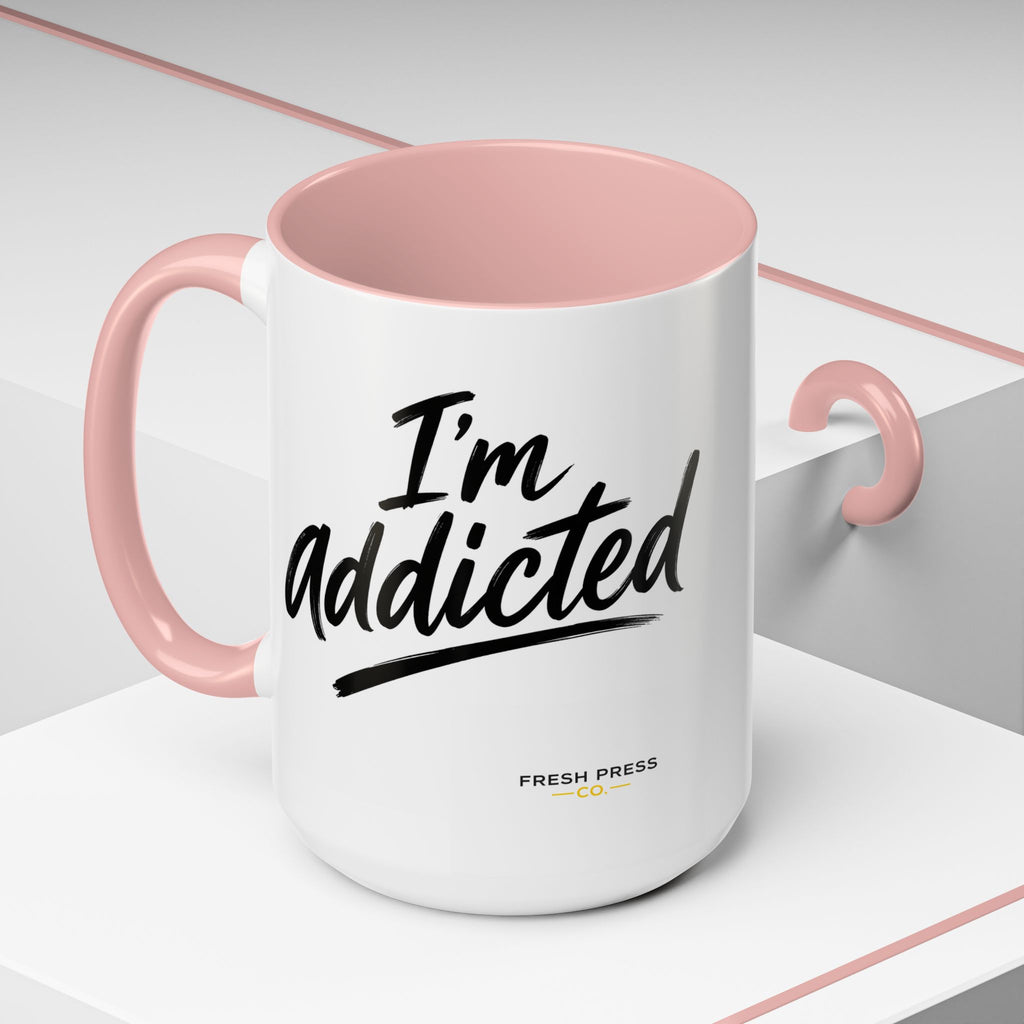 "Im Addicted" Coffee Mug – Funny Emoji Espresso Cup (11/15oz)