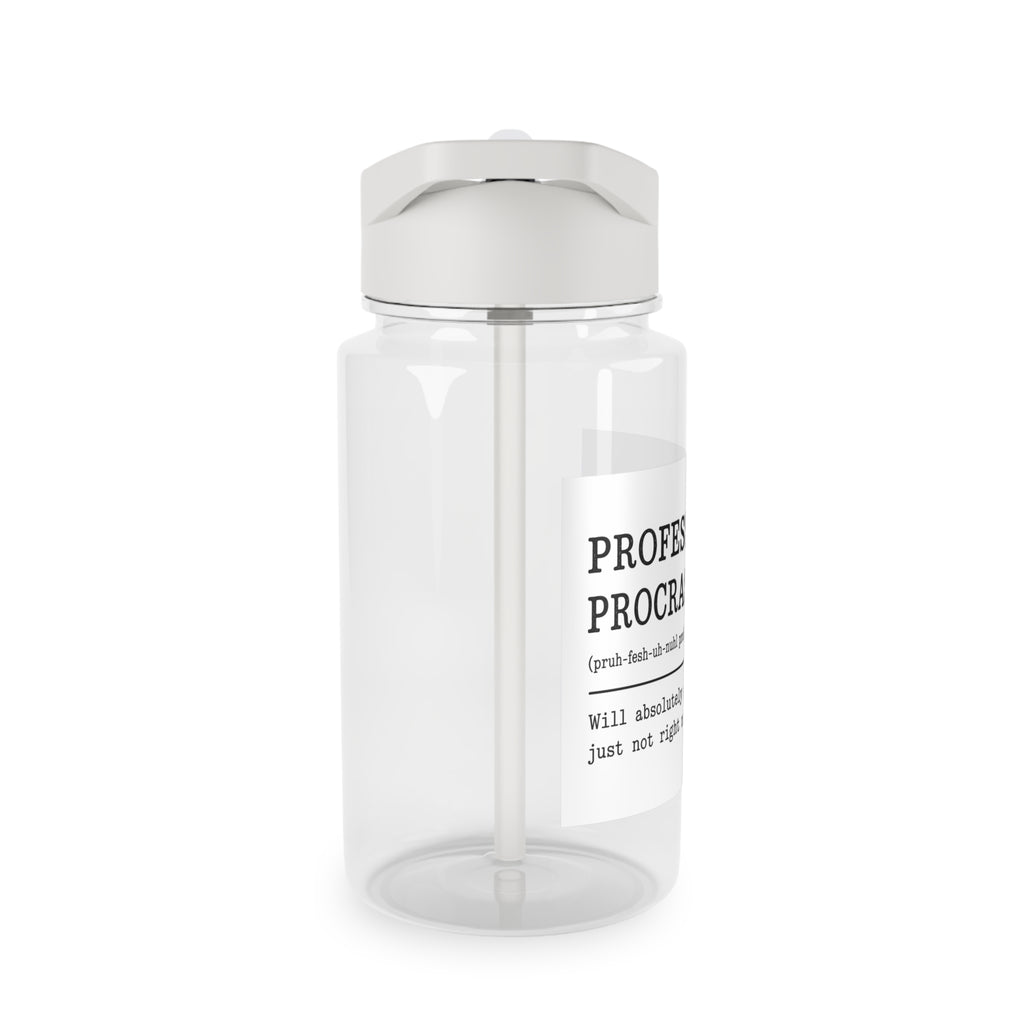 “Professional Procrastinator” Clear Tritan Bottle with Straw (Funny Desk Gift)