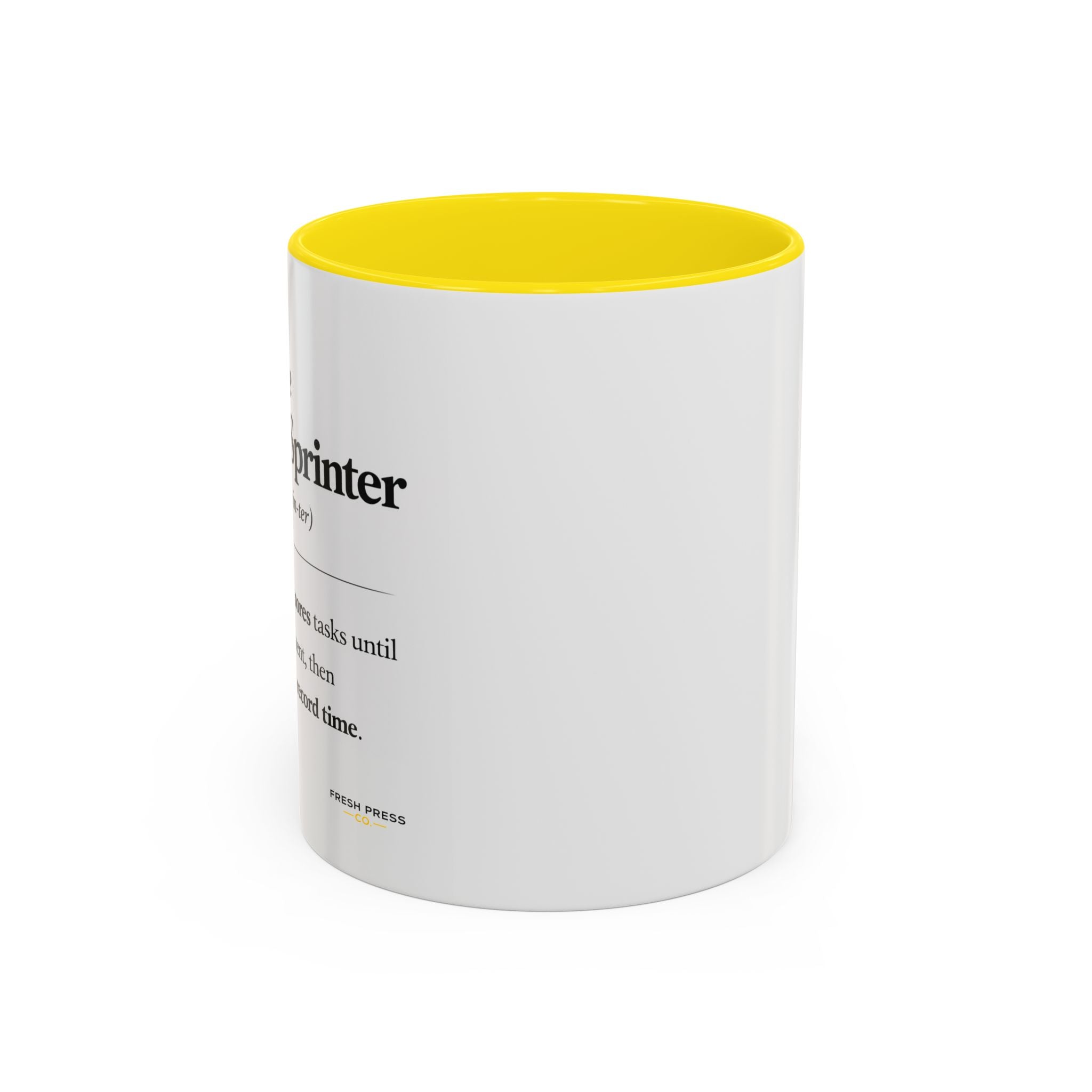 "The Deadline Sprinter" Coffee Mug — Funny Espresso Barista Accent Mug (11/15oz)