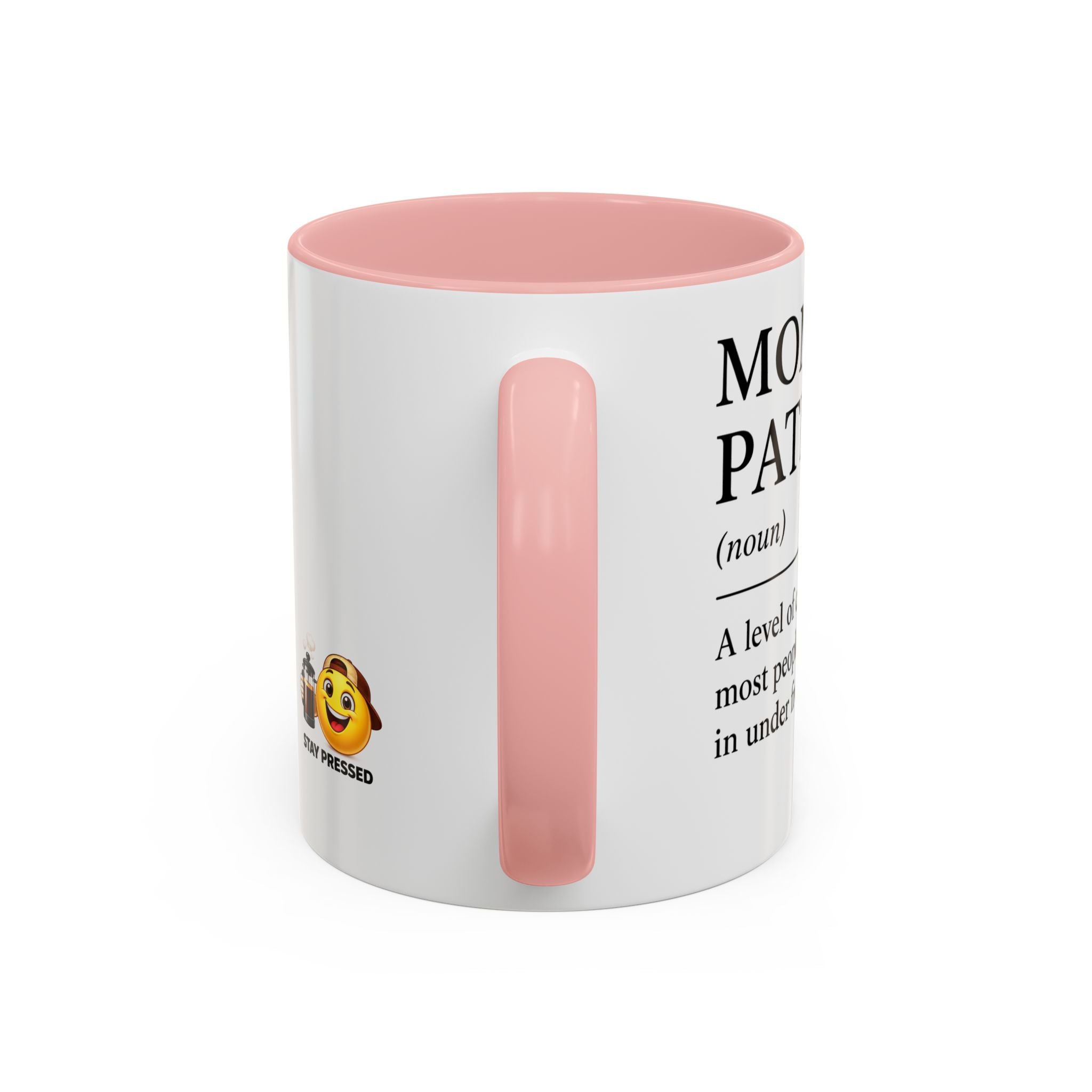 Stay Pressed Coffee Mug — Funny Espresso Emoji Accent Ceramic Mug (11/15oz)