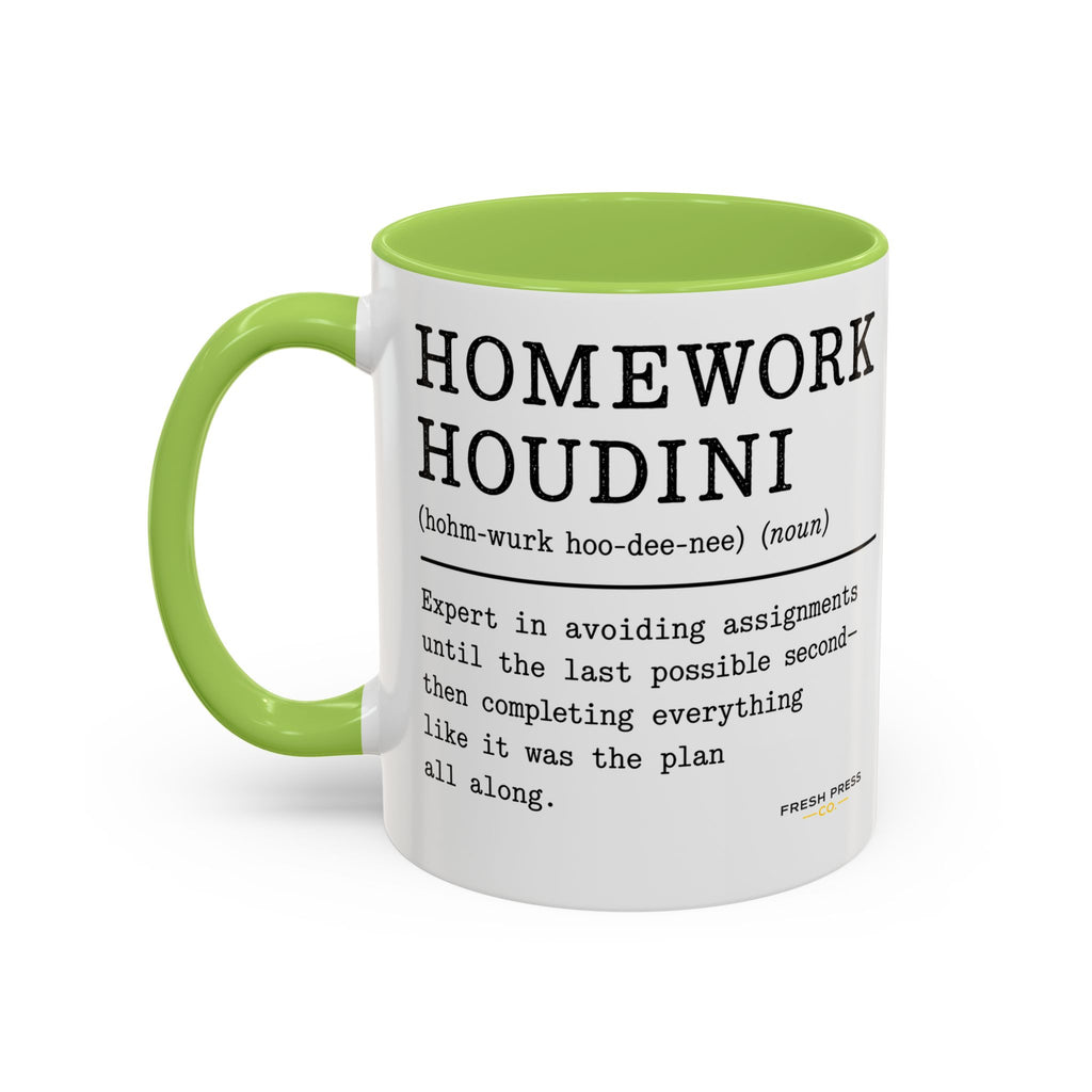 "Homework Houdini" Coffee Mug — Accent Mug