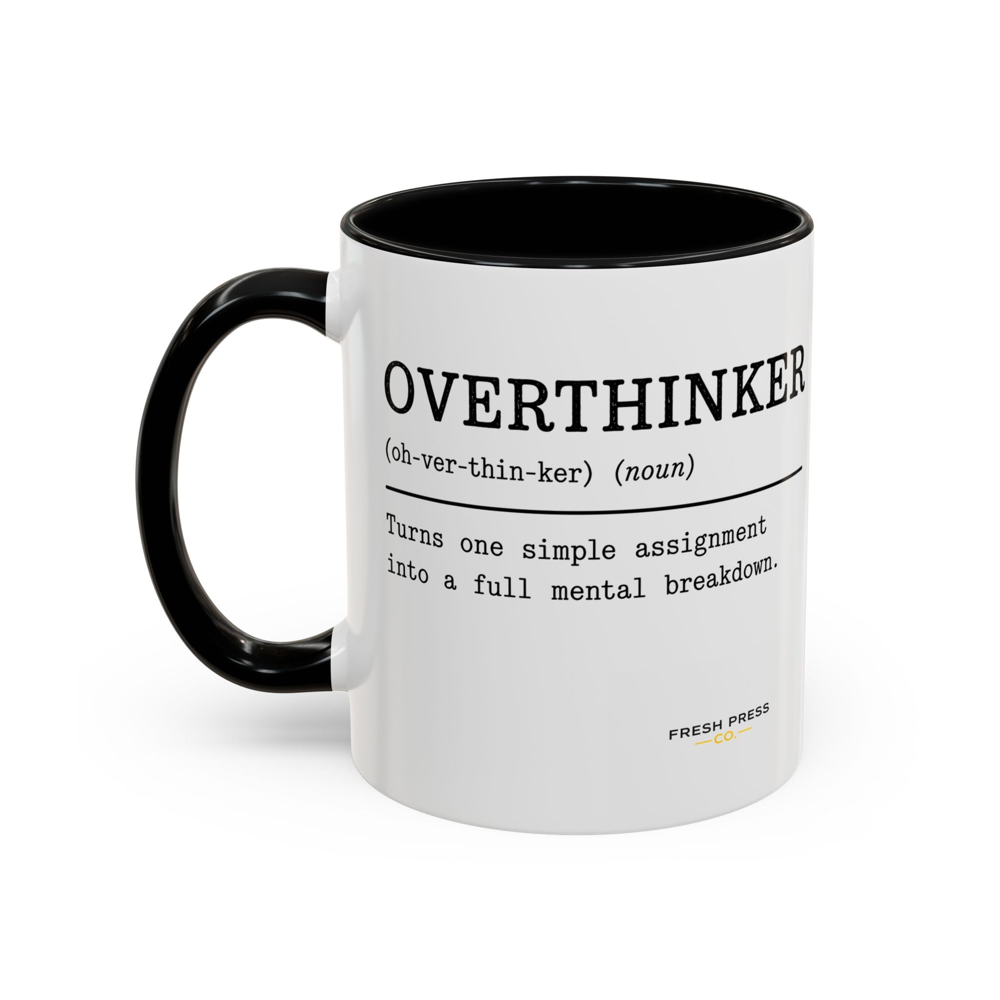 "Overthinker" Coffee Mug — Funny Accent Mug (11/15 oz)