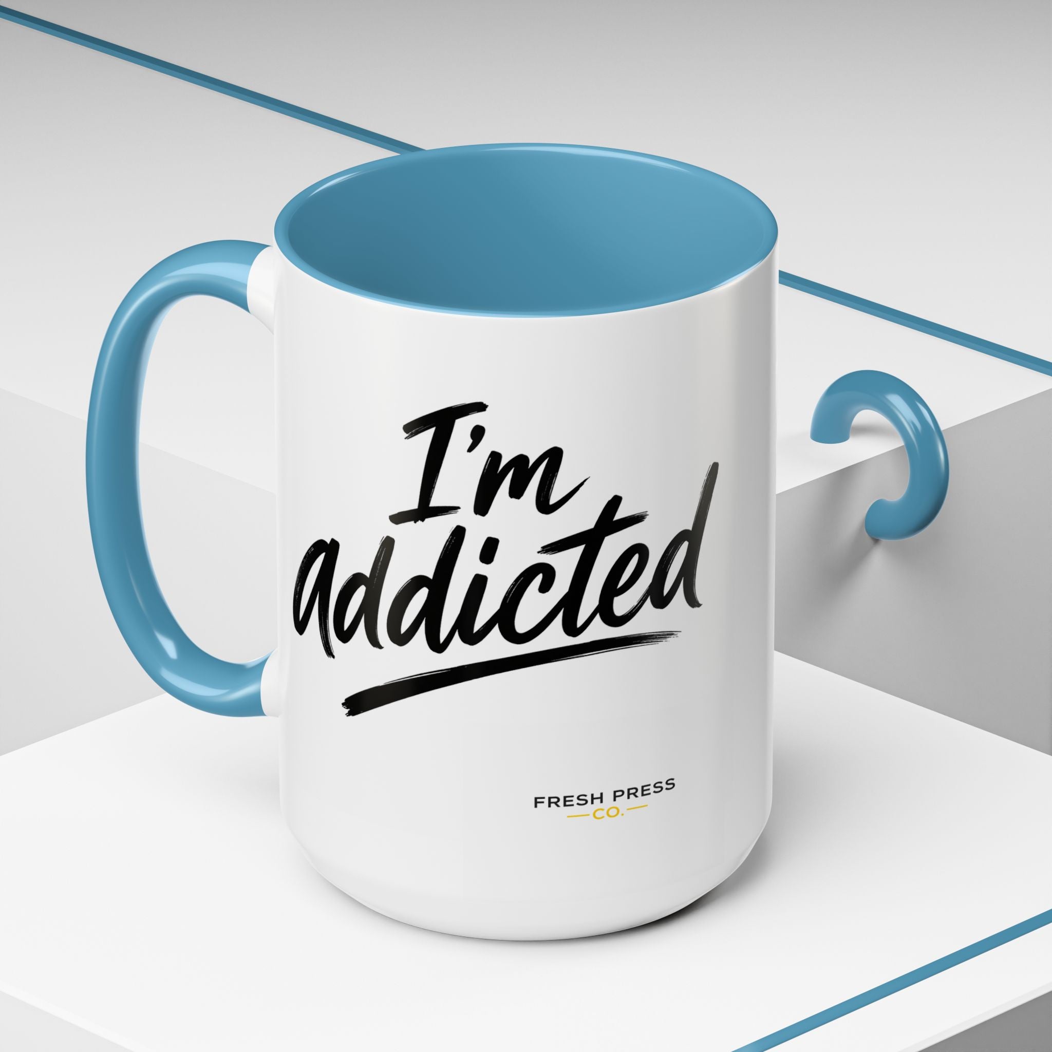 "Im Addicted" Coffee Mug – Funny Emoji Espresso Cup (11/15oz)