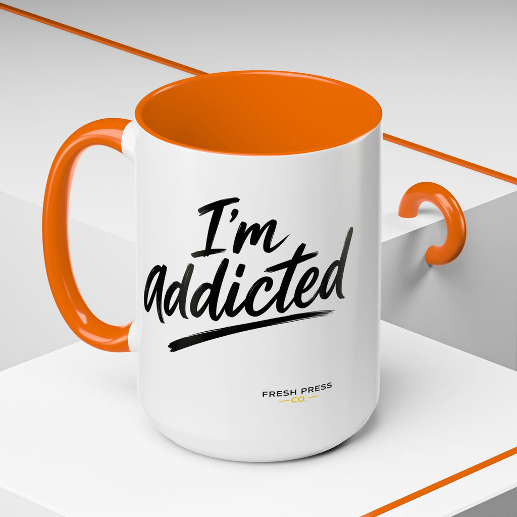 "Im Addicted" Coffee Mug – Funny Emoji Espresso Cup (11/15oz)
