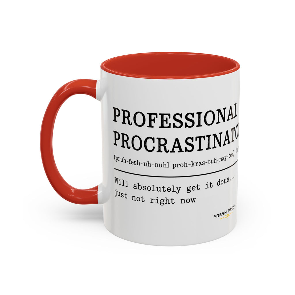 "Professional Procrastinator" Accent Coffee Mug — Funny Student Gift (11/15oz)